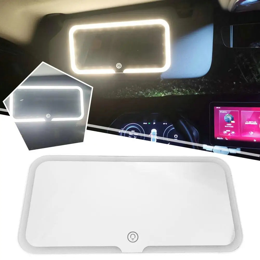 Illuminated Makeup Mirror for Car — 3 Light Settings LED Cosmetic Mirror with Clip — Rechargeable Travel Mirror for Sun Visor and Home Use | Sansoti