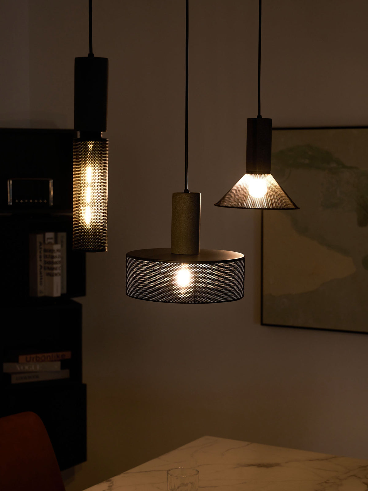 Lámpara colgante de hormigón, industrial, cilíndrica, de metal, negra y gris, E27 | Sansoti