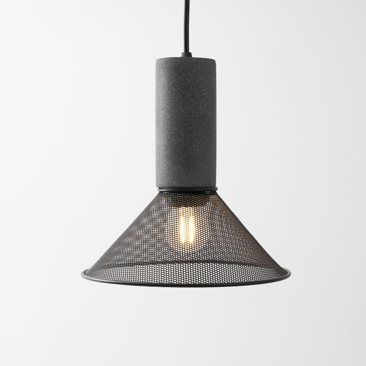 Lámpara colgante de hormigón, industrial, cilíndrica, de metal, negra y gris, E27 | Sansoti