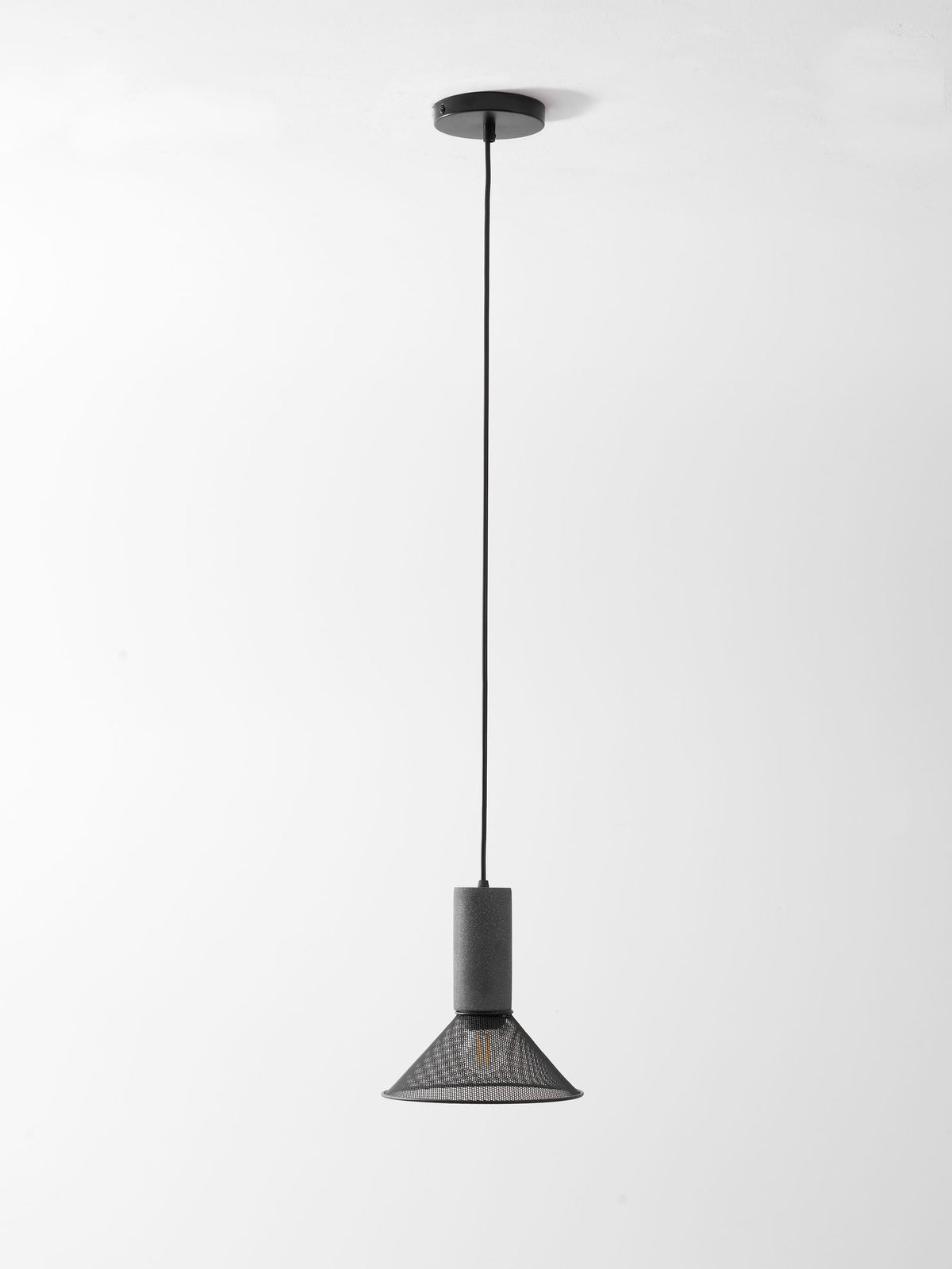 Lámpara colgante de hormigón, industrial, cilíndrica, de metal, negra y gris, E27 | Sansoti