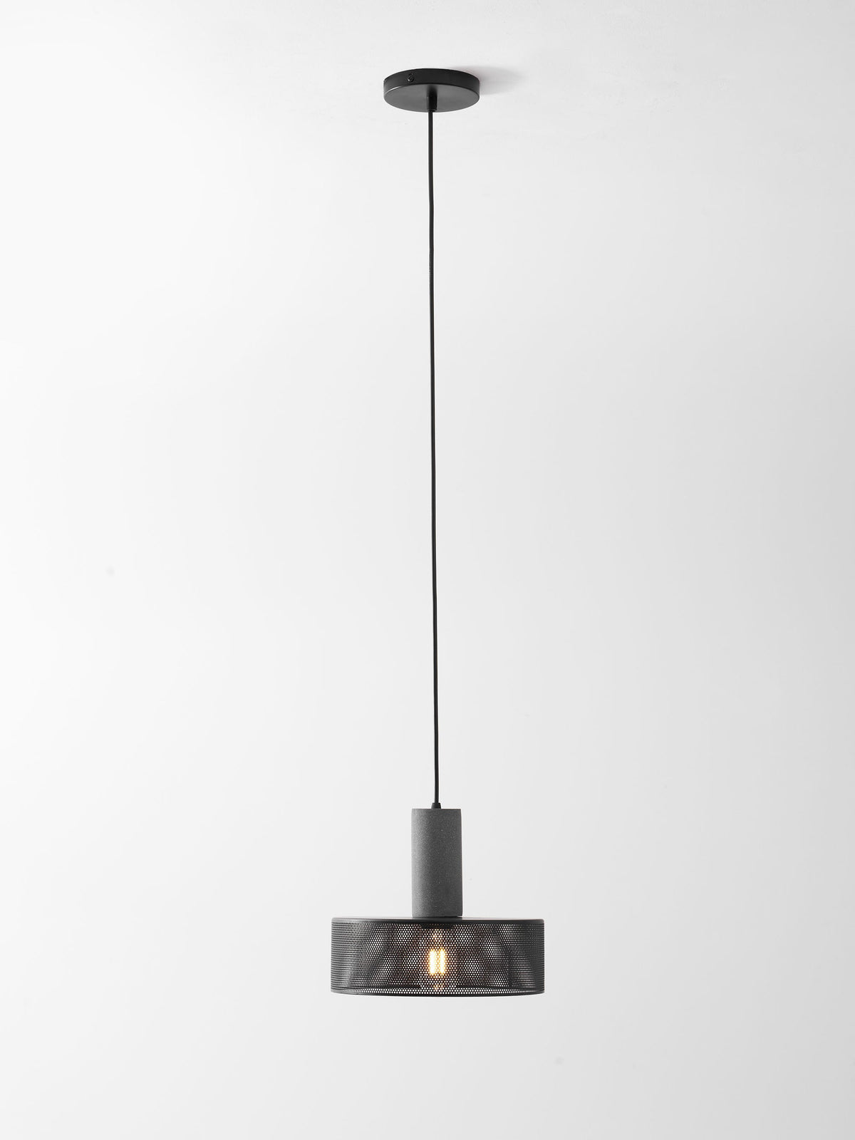 Lámpara colgante de hormigón, industrial, cilíndrica, de metal, negra y gris, E27 | Sansoti