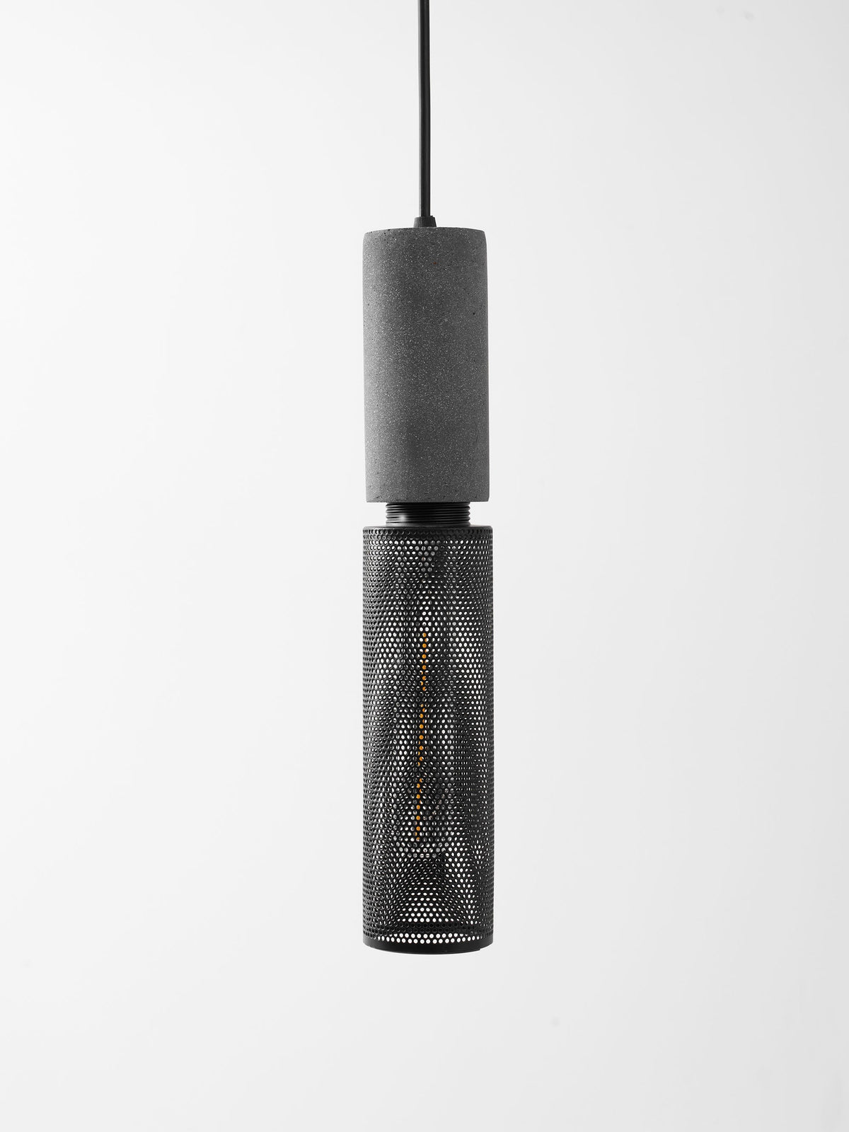 Lámpara colgante de hormigón, industrial, cilíndrica, de metal, negra y gris, E27 | Sansoti