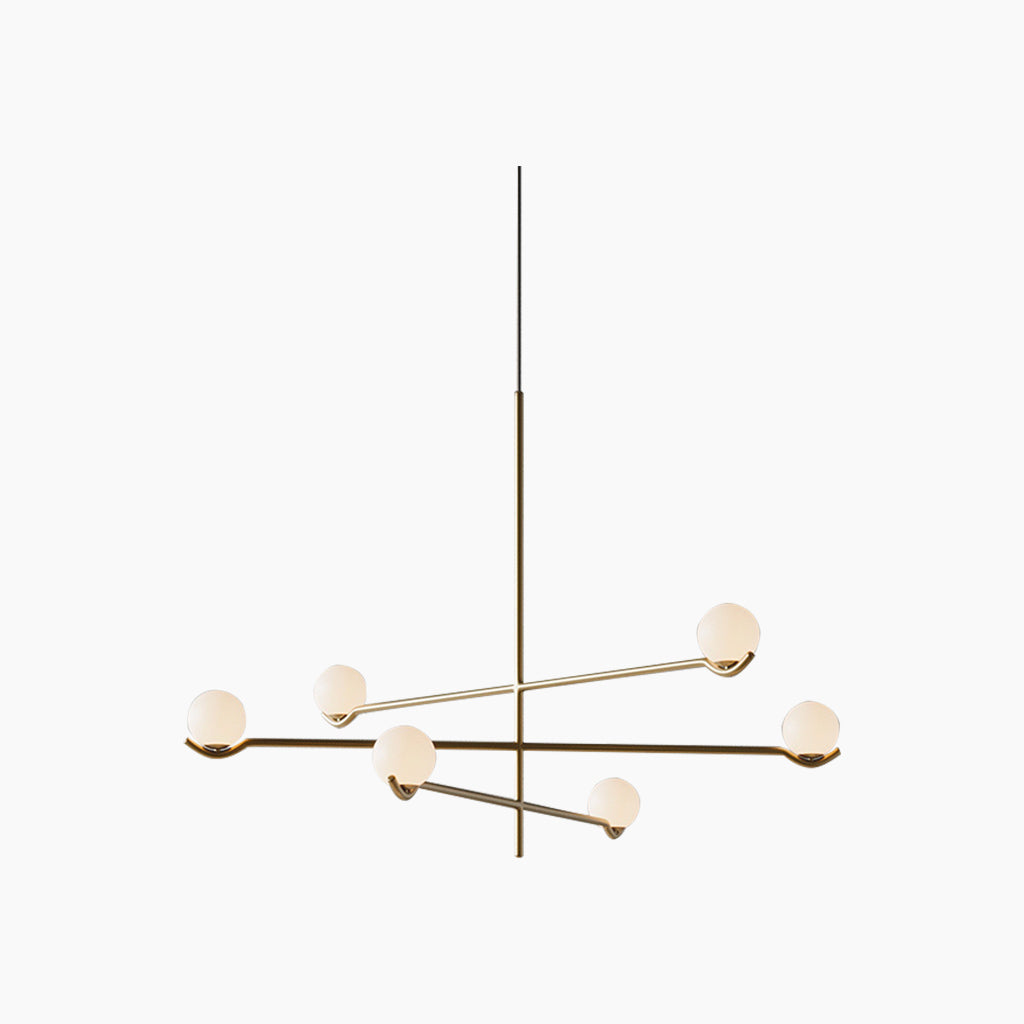 Suspension à boules en verre, lustre à plusieurs lumières noir et doré au design moderne pour salle à manger et salon | Sansoti