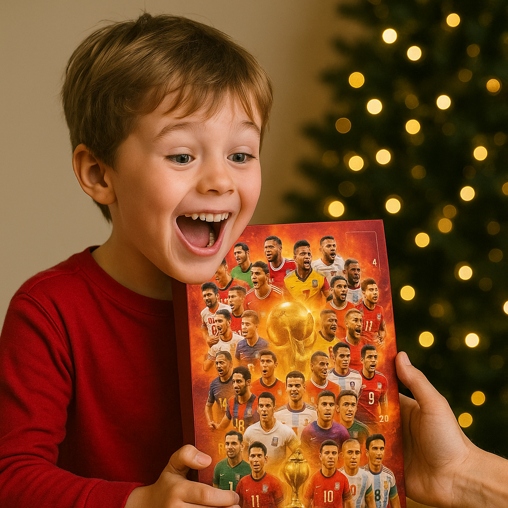 Calendario de Adviento de fútbol 2026 con 24 figuras para jugar, regalos de cuenta atrás navideña para jóvenes aficionados, festividades de diciembre | Sansoti