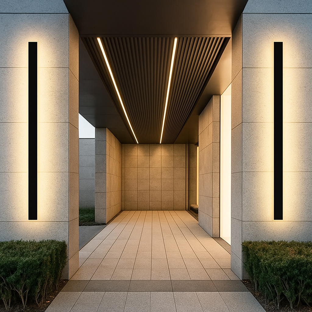 LED-Außenwandleuchte IP65 Wasserdicht Minimalistisch Schwarz Weiß Stimmungsvolle Treppenbeleuchtung Fassadenleuchte 60-200cm | Sansoti