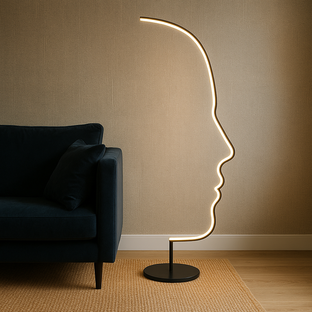 Face Floor Lamp LED Aluminum Black Living Room Design Sculpture Modern Lighting Silhouette Lamp | Sansoti
