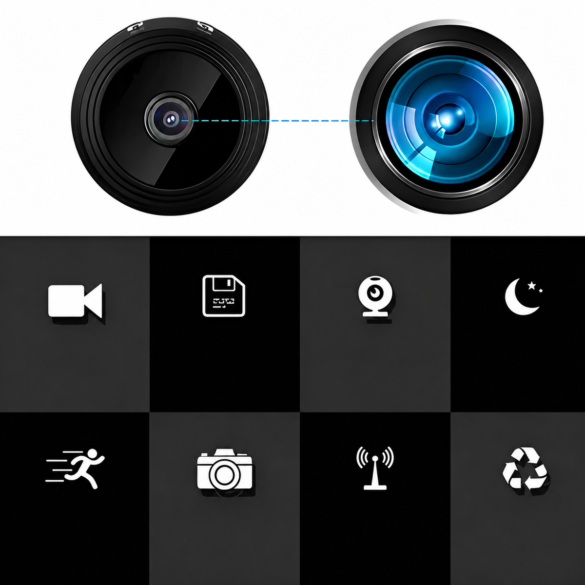 Mini Security Camera, HD Video, Night Vision, Indoor and Outdoor Surveillance, Compact Wireless Home Security | Sansoti