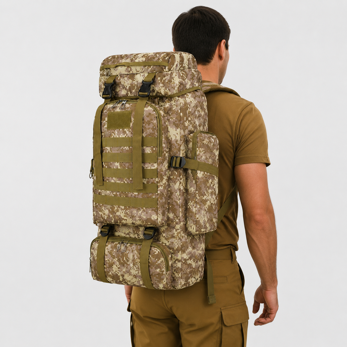 Trekking-Rucksack 80 Liter mit MOLLE-System – Wasserdichtes Oxford-Gewebe für mehrtägige Wanderungen | Sansoti