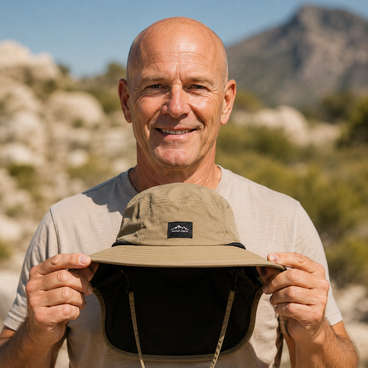 Hat with Neck Flap and UPF 50+ Sun Protection, Wide Brim, Breathable, Adjustable, Foldable, Summer Hat, Outdoor | Sansoti