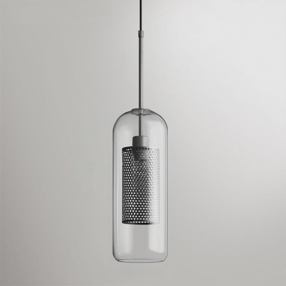 Glas-Hängelampe mit Metall-Gitterschirm Transparent Bernstein Schwarz Gold 20-30cm Skandinavisches Design Esszimmer Küche | Sansoti