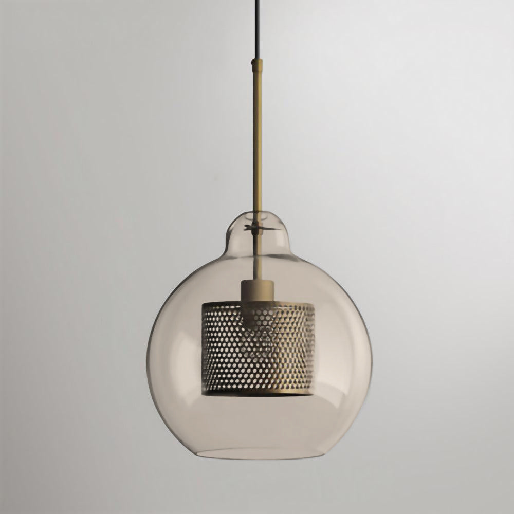 Glas-Hängelampe mit Metall-Gitterschirm Transparent Bernstein Schwarz Gold 20-30cm Skandinavisches Design Esszimmer Küche | Sansoti