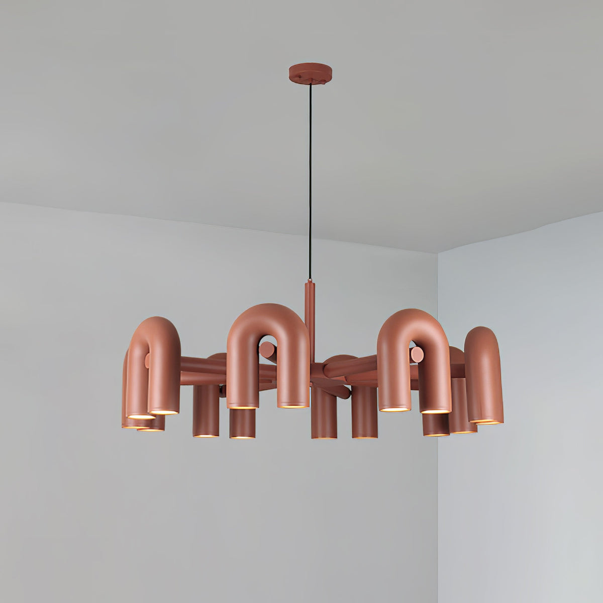 Modular Chandelier with U-Shaped Arms – Adjustable Design – Black, Gray, Orange or Blue – 3, 4, 6 or 8 Lights – Modern Statement Piece | Sansoti