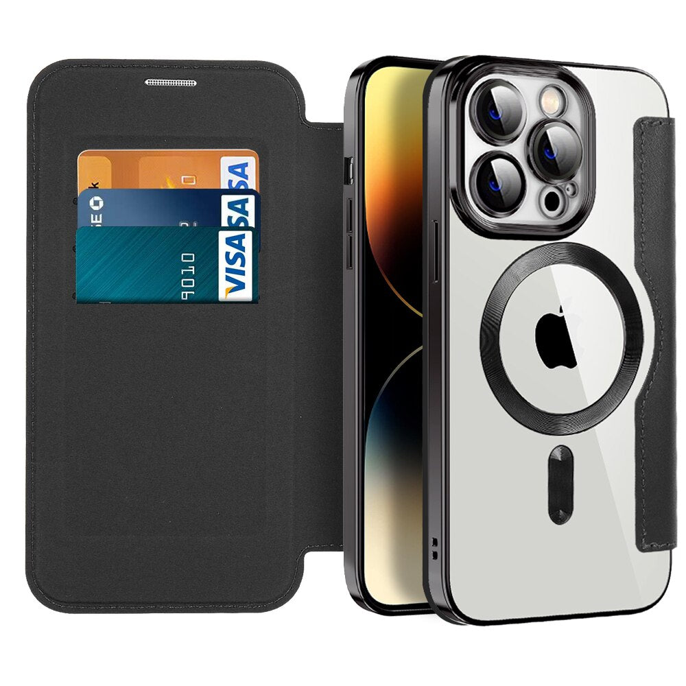 Transparent Wallet Phone Case with MagSafe and RFID Blocking for iPhone 12 13 14 15 16 17 Series | Sansoti