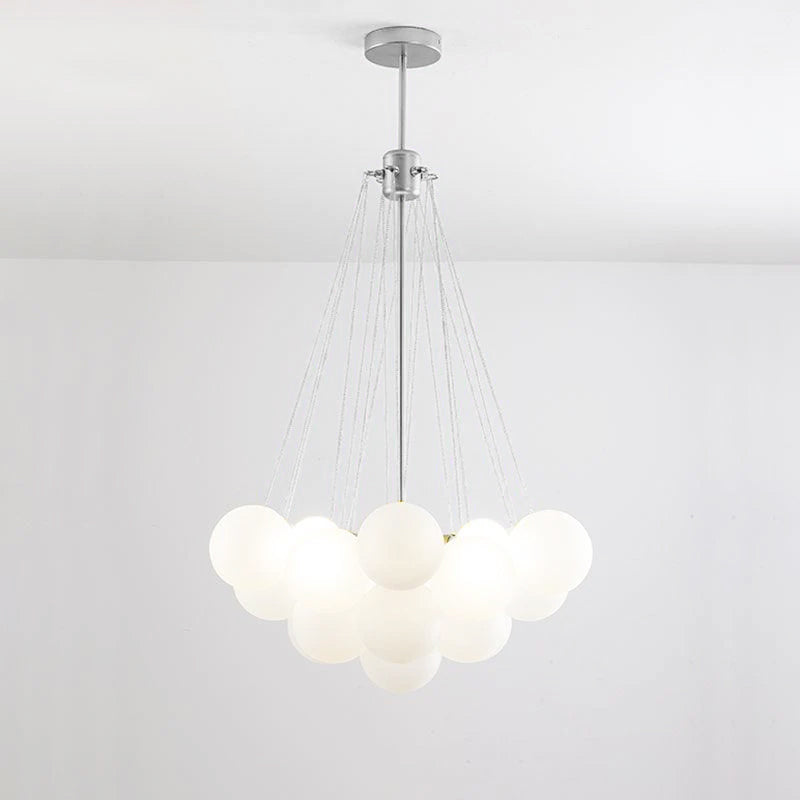 Lámpara colgante de bolas de vidrio, 19-37 bolas, metal dorado, para comedor y salón | Sansoti