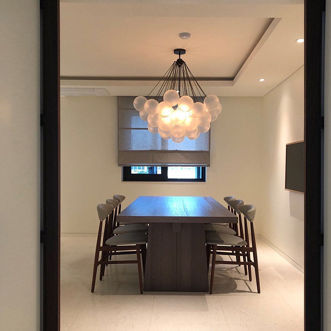 Lámpara colgante de bolas de vidrio, 19-37 bolas, metal dorado, para comedor y salón | Sansoti