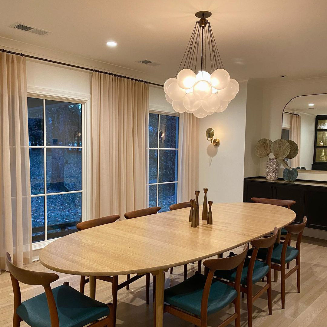 Lámpara colgante de bolas de vidrio, 19-37 bolas, metal dorado, para comedor y salón | Sansoti