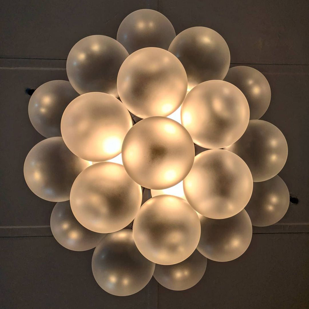 Lámpara colgante de bolas de vidrio, 19-37 bolas, metal dorado, para comedor y salón | Sansoti