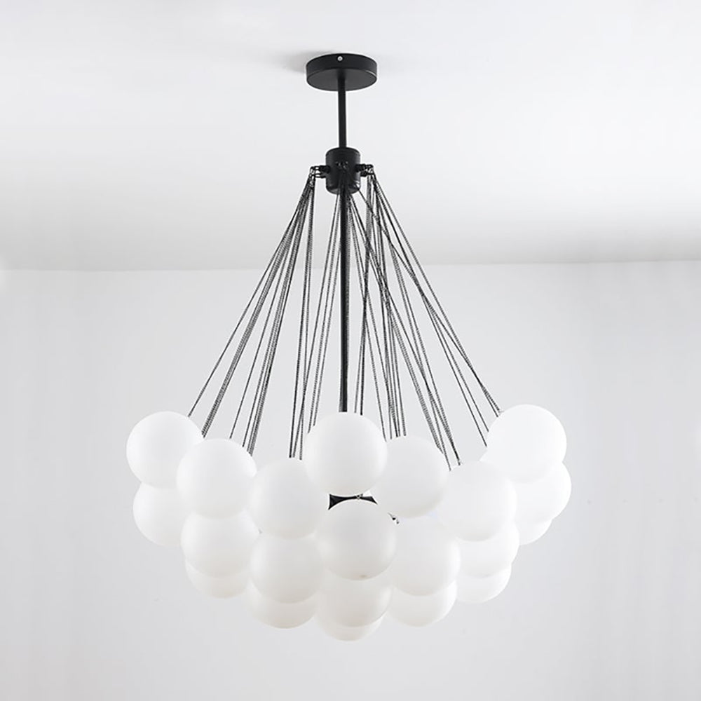 Lámpara colgante de bolas de vidrio, 19-37 bolas, metal dorado, para comedor y salón | Sansoti