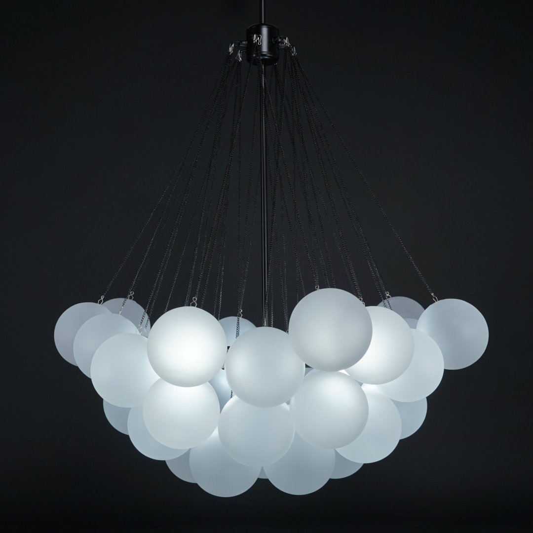 Lámpara colgante de bolas de vidrio, 19-37 bolas, metal dorado, para comedor y salón | Sansoti
