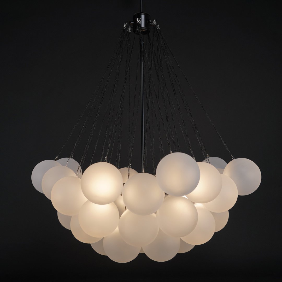 Lámpara colgante de bolas de vidrio, 19-37 bolas, metal dorado, para comedor y salón | Sansoti