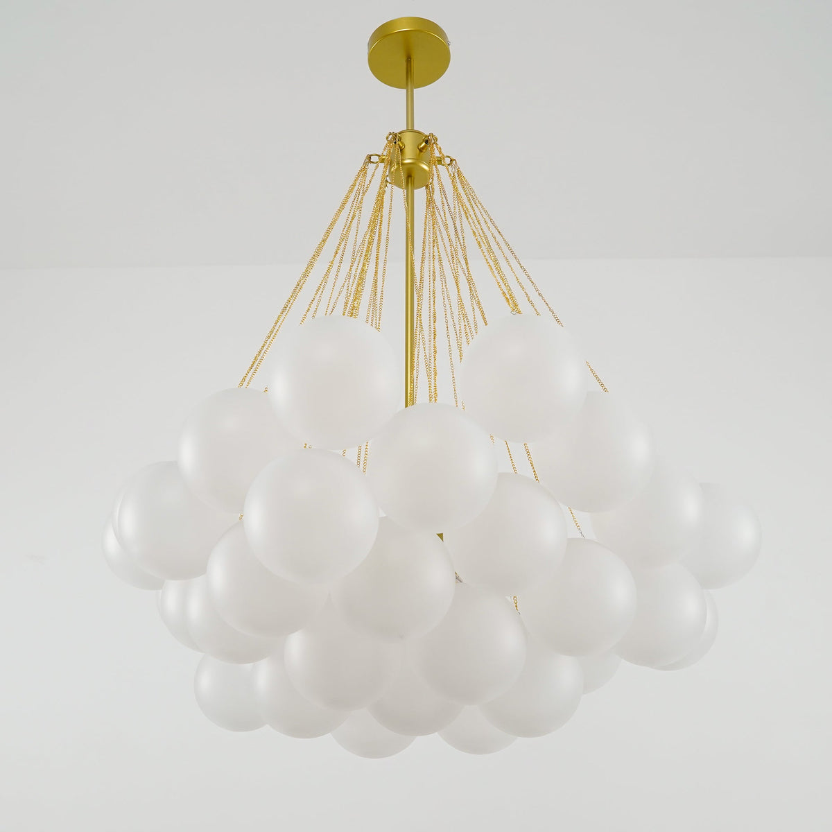 Lámpara colgante de bolas de vidrio, 19-37 bolas, metal dorado, para comedor y salón | Sansoti