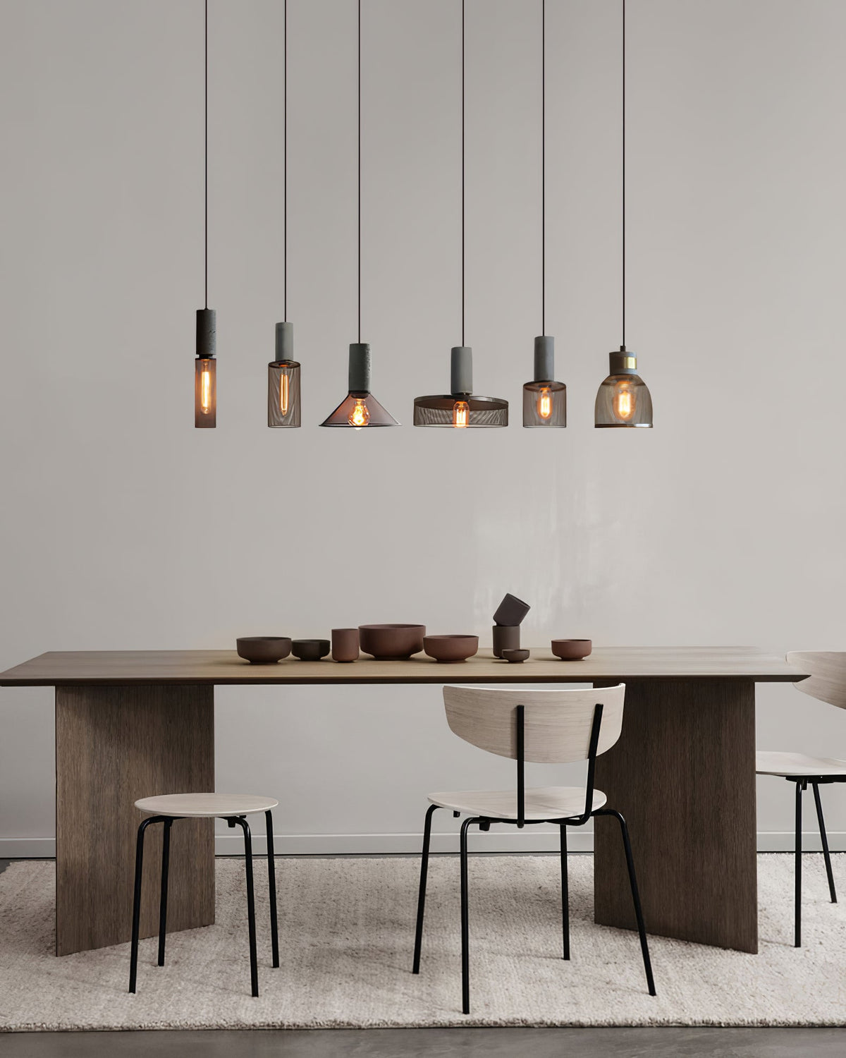 Lámpara colgante de hormigón, industrial, cilíndrica, de metal, negra y gris, E27 | Sansoti