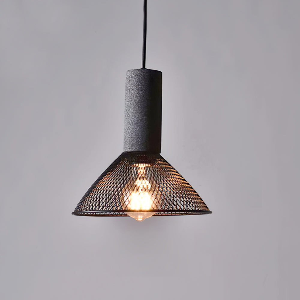 Lámpara colgante de hormigón, industrial, cilíndrica, de metal, negra y gris, E27 | Sansoti
