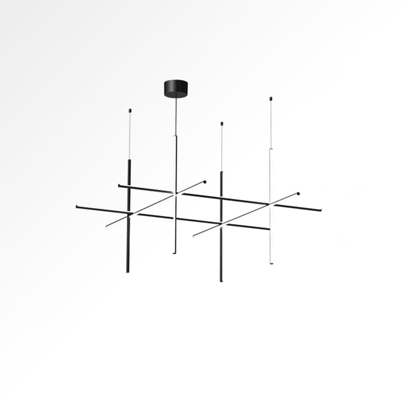 Lustre Gridline LED aluminium or noir salon salle à manger 3000K 4000K 6000K luminaire modulaire linéaire plafonnier | Sansoti
