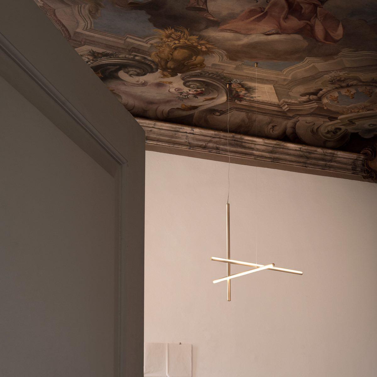 Lustre Gridline LED aluminium or noir salon salle à manger 3000K 4000K 6000K luminaire modulaire linéaire plafonnier | Sansoti