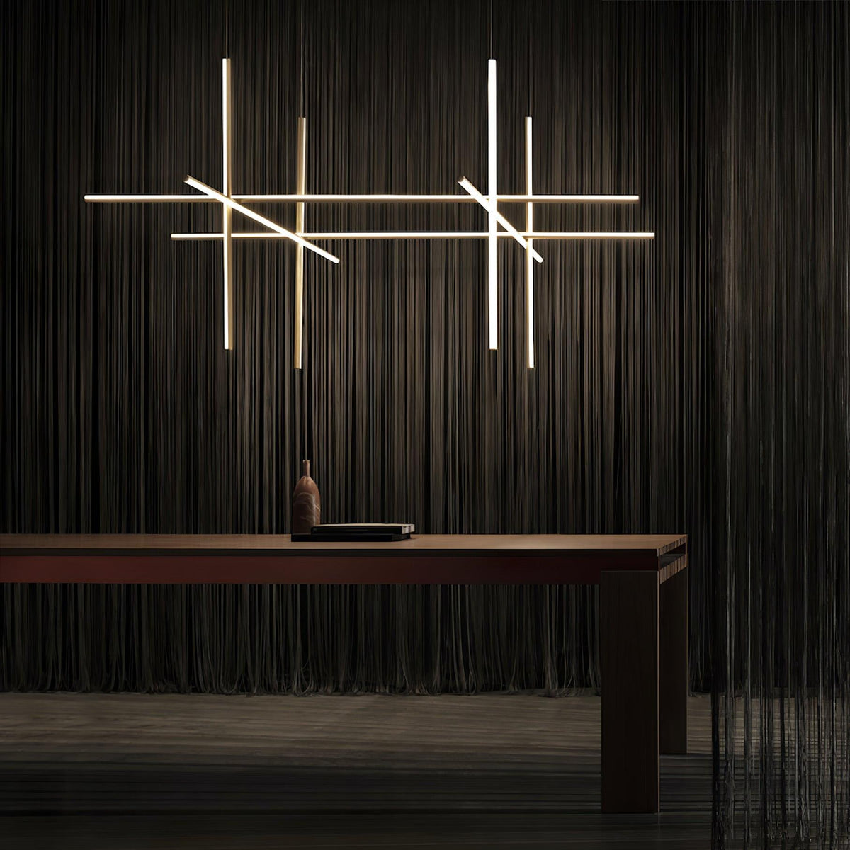 Gridline Chandelier LED Aluminum Gold Black Living Room Dining Room 3000K 4000K 6000K Modular Linear Fixture Ceiling Lamp | Sansoti
