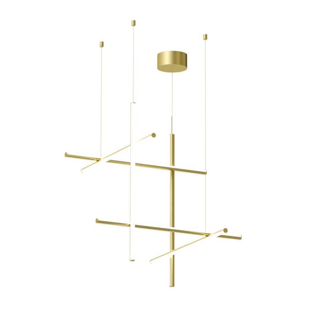 Lustre Gridline LED aluminium or noir salon salle à manger 3000K 4000K 6000K luminaire modulaire linéaire plafonnier | Sansoti