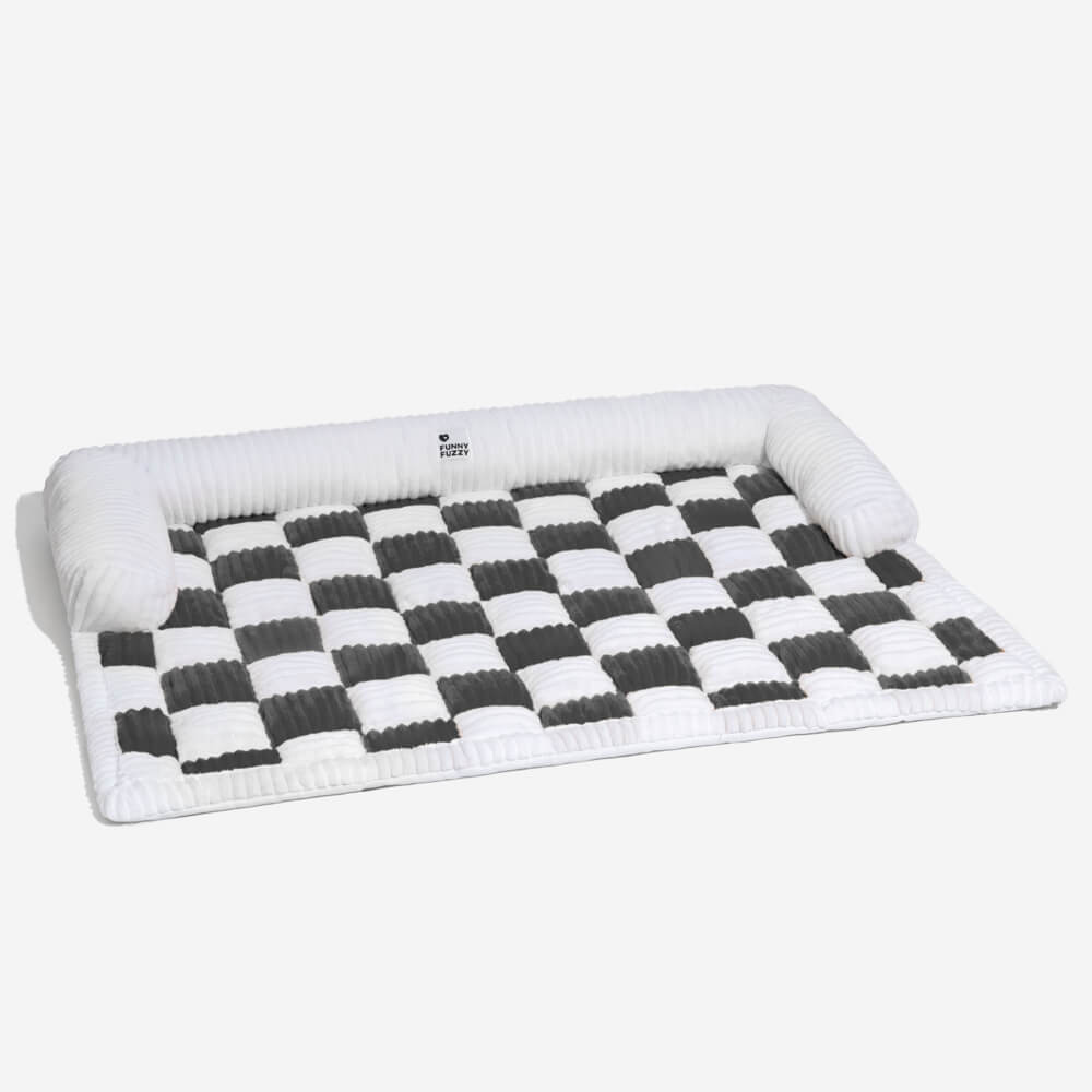 Plaid square dog cushion protective cover for sofa, furniture, and pets 61×70 cm Cream Beige Brown Coffee Gray | Sansoti
