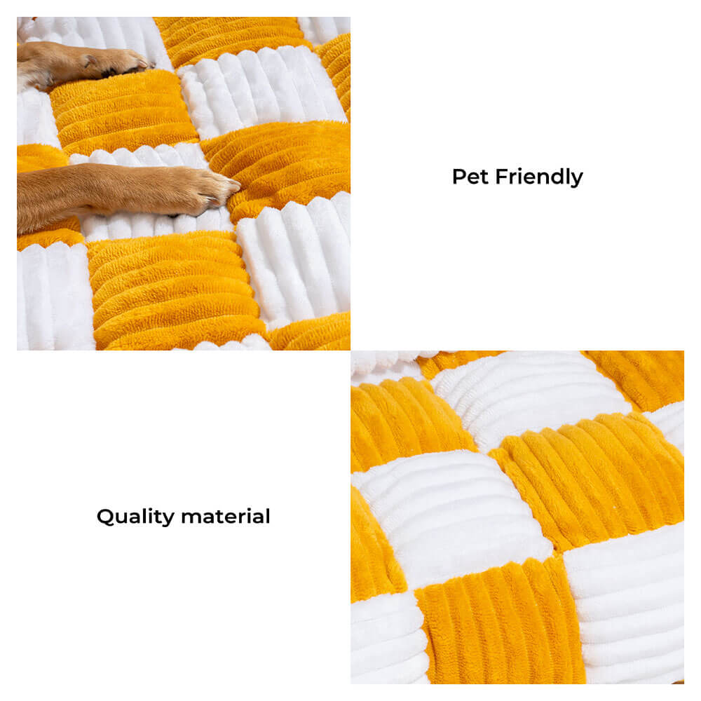 Plaid square dog cushion protective cover for sofa, furniture, and pets 61×70 cm Cream Beige Brown Coffee Gray | Sansoti