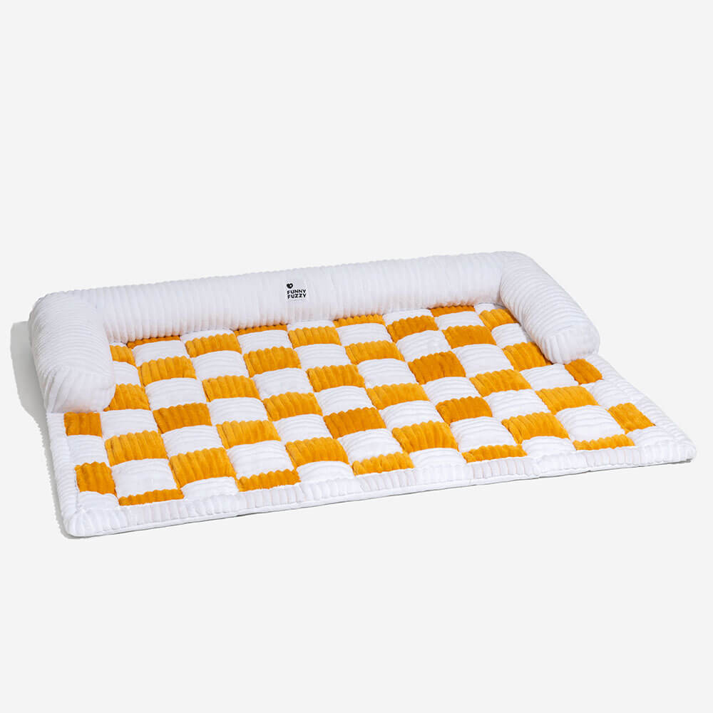 Plaid square dog cushion protective cover for sofa, furniture, and pets 61×70 cm Cream Beige Brown Coffee Gray | Sansoti