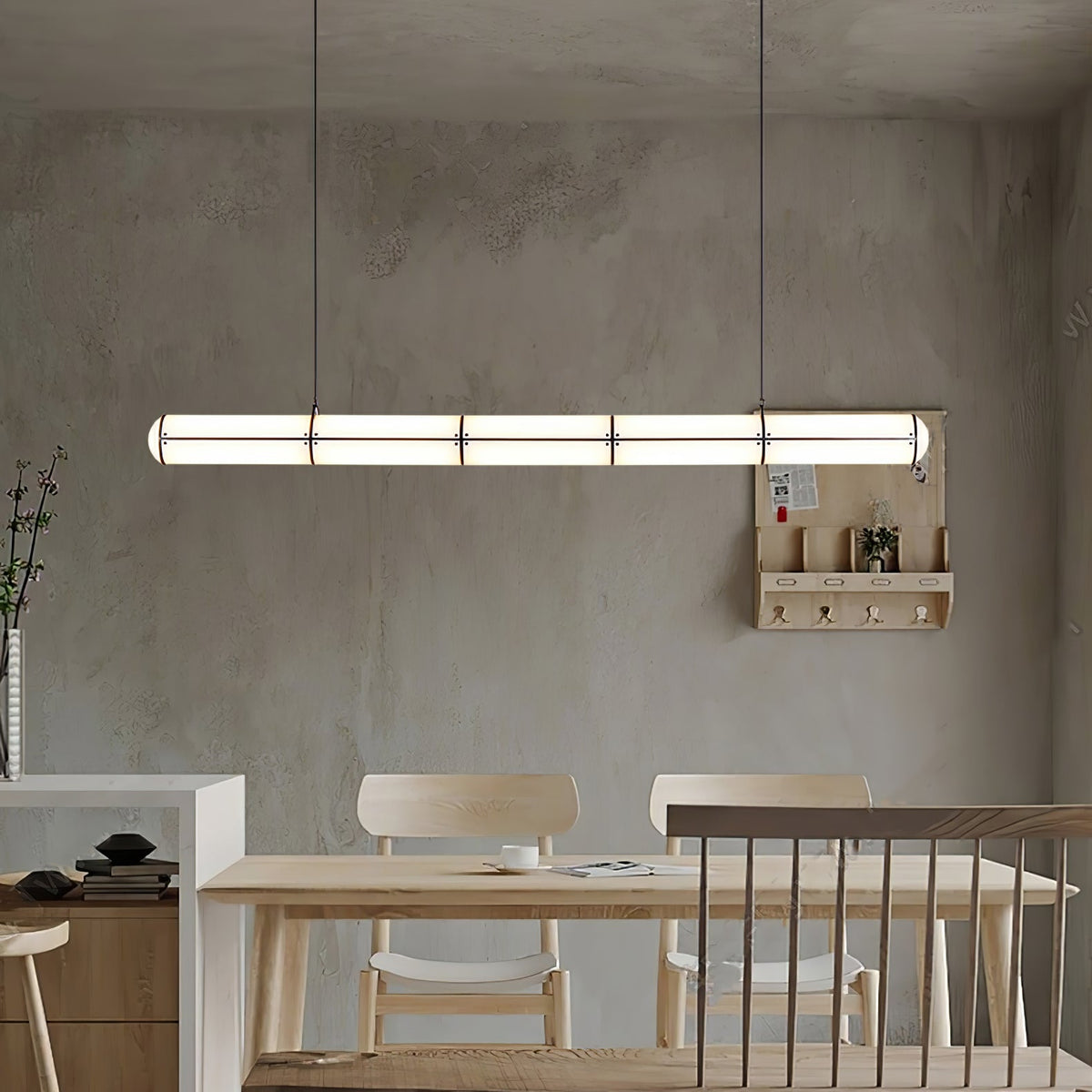 Endless Cylindrical Pendant Light, Modern Linear Lighting for Dining Table and Living Room, Integrated LED Floating Light Line, Architectural Lighting