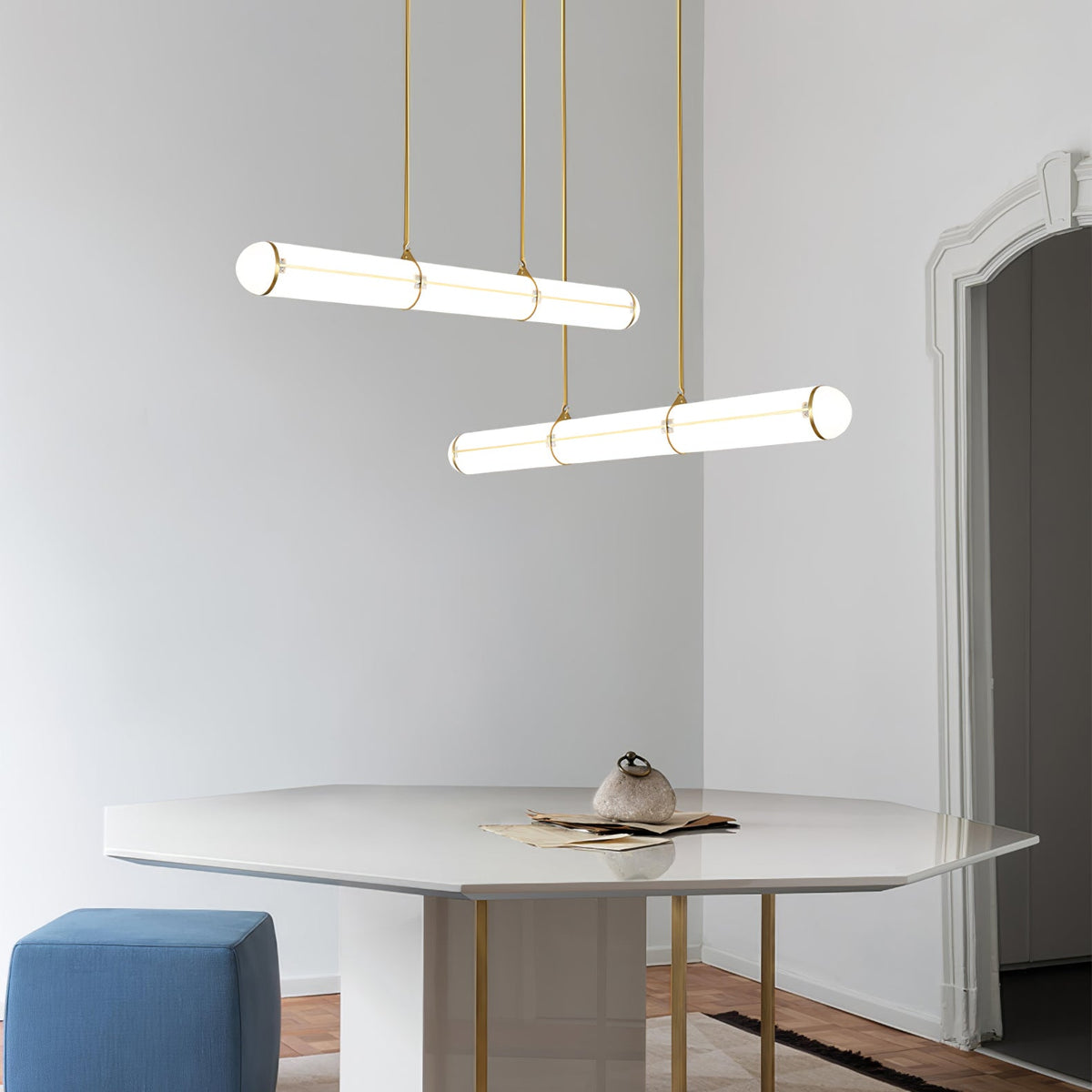 Endless Cylindrical Pendant Light, Modern Linear Lighting for Dining Table and Living Room, Integrated LED Floating Light Line, Architectural Lighting