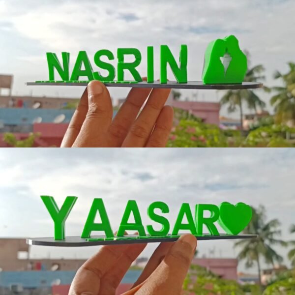 Personalized Nameplate with Two Names – Unique Relationship Gift with Hearts & Colorful Details | Sansoti