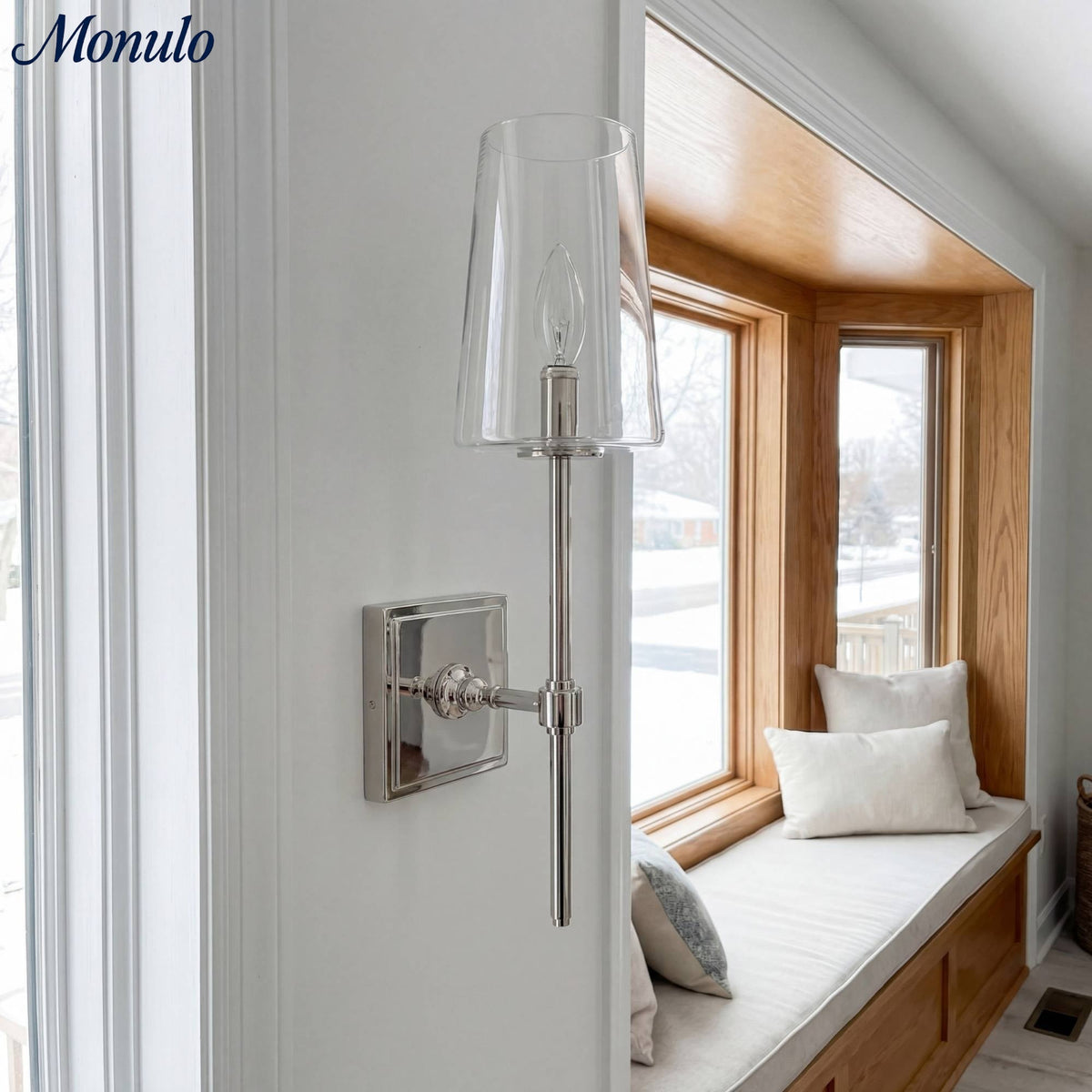 Applique murale en verre transparent – configuration simple à triple – éclairage élégant pour salle de bain | Sansoti