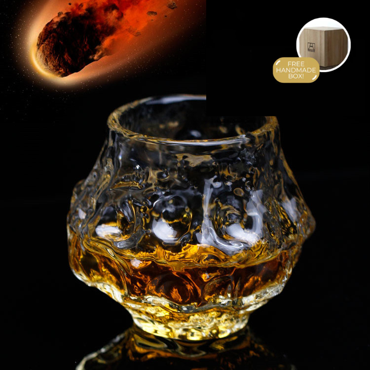 Verre à whisky japonais fait main Verre résistant à la chaleur 380ml Design météore pour whisky premium Sake cocktails spiritueux Verre à boire de luxe avec coffret en bois Emballage cadeau | Sansoti