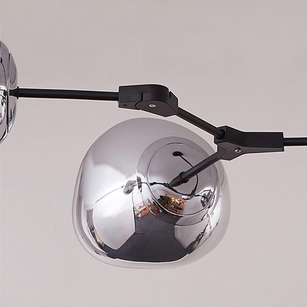 Glass Pendant Lamp with Globe Shade, 3-Light Modern Metal Fixture, Warm White Light, Living Room, Dining Room | Sansoti
