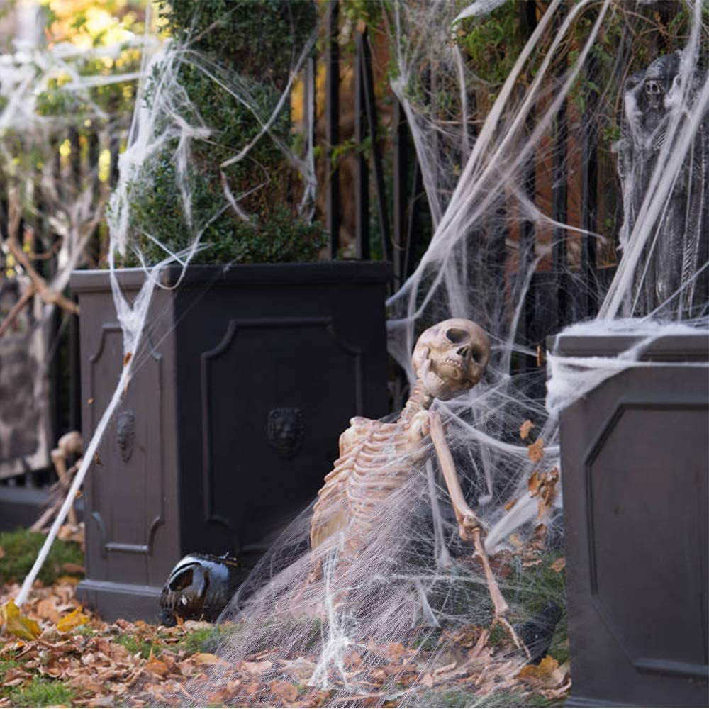 Stretchable Spider Web Halloween Decoration White Spooky Interior Party Themed Decoration Horror Accessory | Sansoti