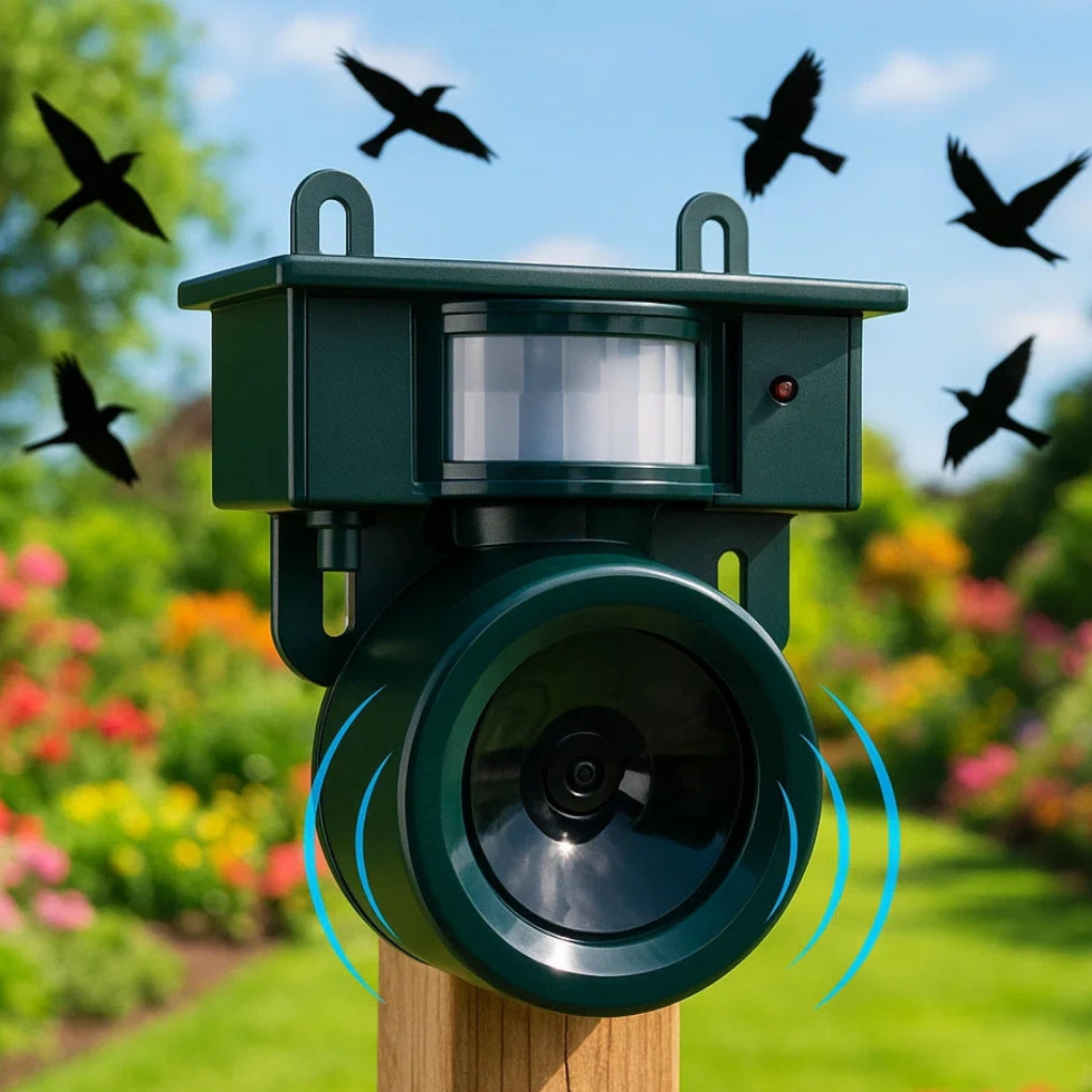 Motion Sensor Bird Scarer for Crows and Pigeons | Ultrasonic Sound Repeller for Garden and Roof | Sansoti