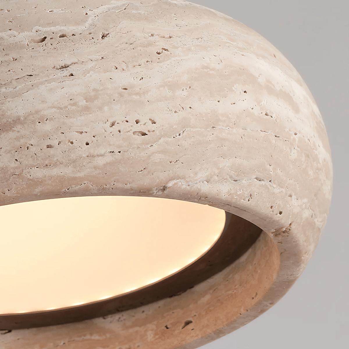 Travertijn Hanglamp Donut met Geïntegreerde LED Warm Wit Dimbaar Natuursteen Design Sfeerverlichting | Sansoti