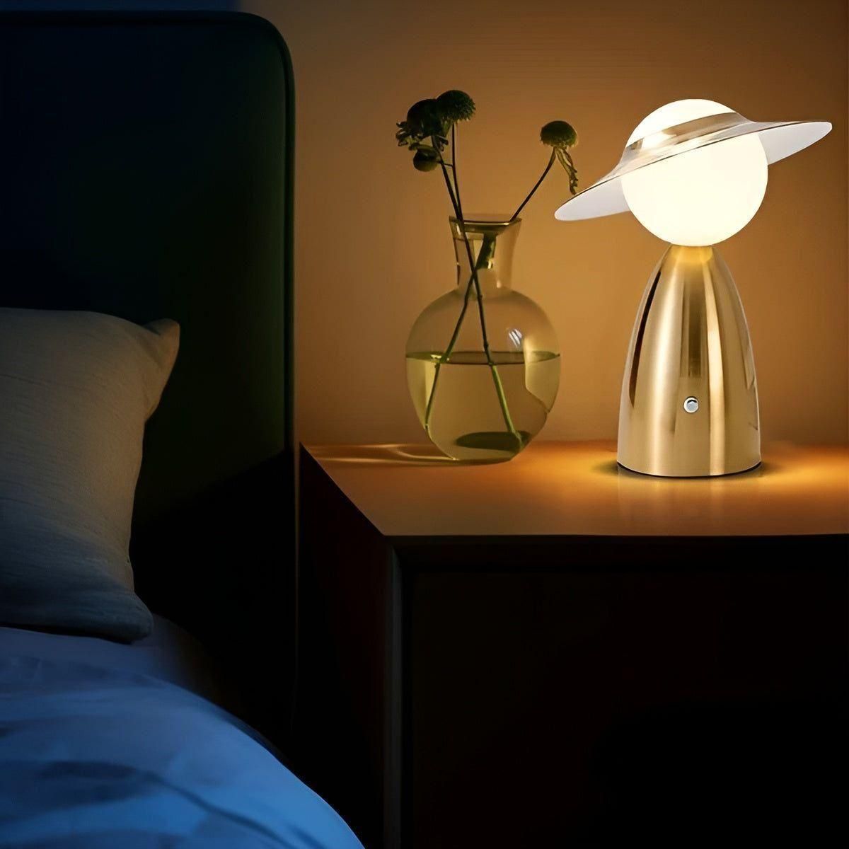 Wireless Table Lamp LED Battery Touch Metal Blue Red Bedroom Desk Night Light Decoration Rechargeable | Sansoti