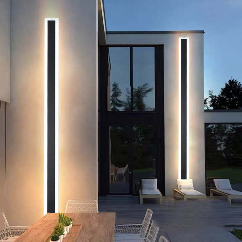 Lámpara de pared exterior LED lineal, negra, acrílico, IP65, regulable, jardín, fachada, moderna | Sansoti