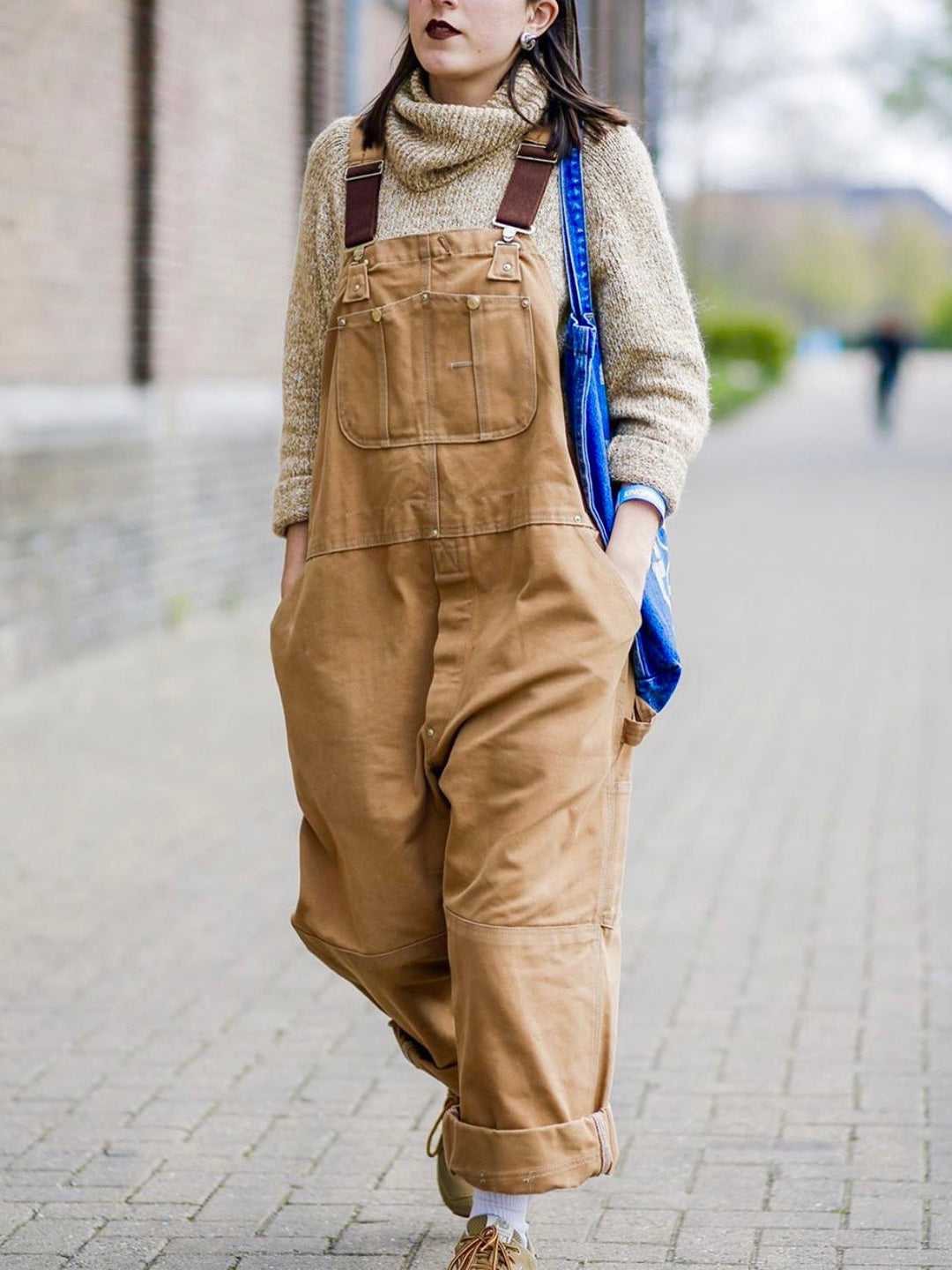 Canvas Work Overalls with Adjustable Straps, Reinforced Knees, and Practical Pockets for DIY and Gardening | Sansoti