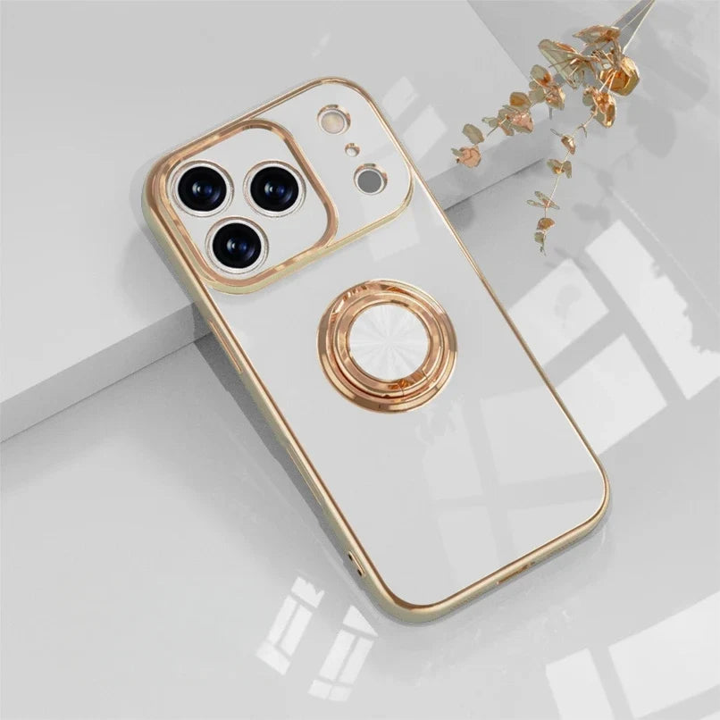 Phone Case with Ring Holder & Magnetic Stand for Safe In-Car Use, iPhone 14 15 16 17 Pro Max | Sansoti