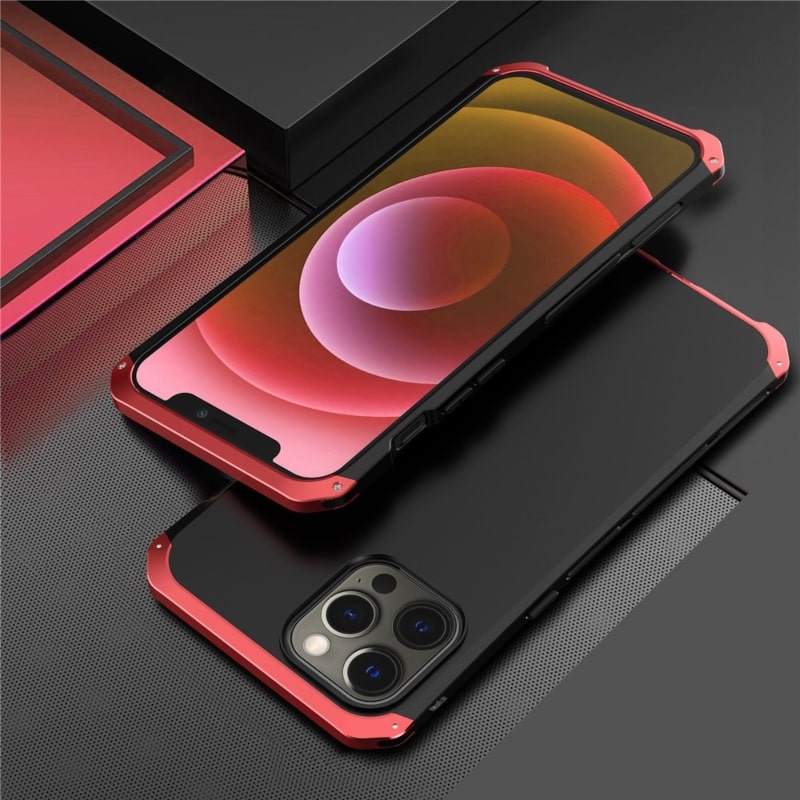 Metallische Panzerhülle für iPhone 14, 15 und 16 Pro Max, sturzsicher, mit Kameraschutz, fingerabdruckresistent und stoßfest | Sansoti
