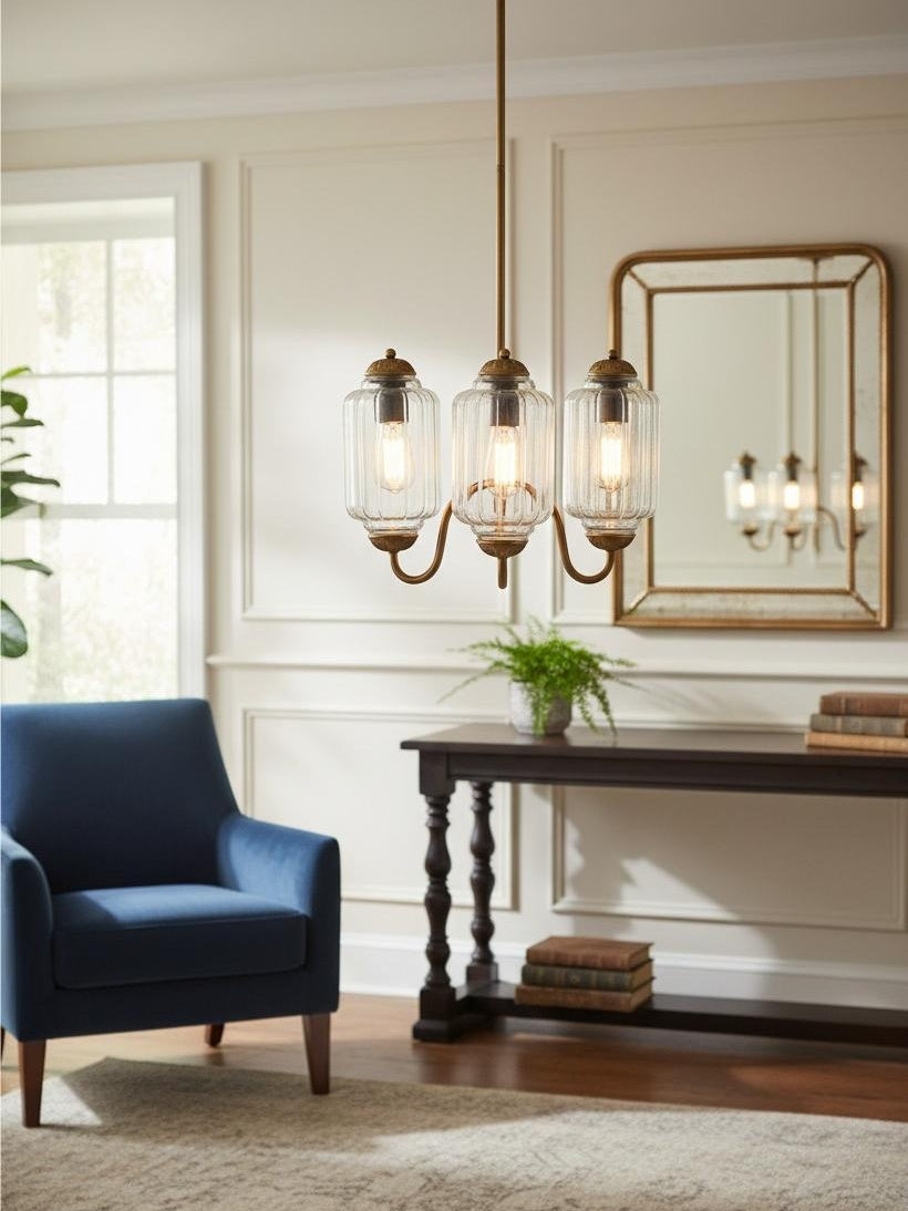 Milchglas Kronleuchter Vintage Finish Zeitlose Eleganz Klassische Beleuchtung für Esszimmer Wohnzimmer | Sansoti