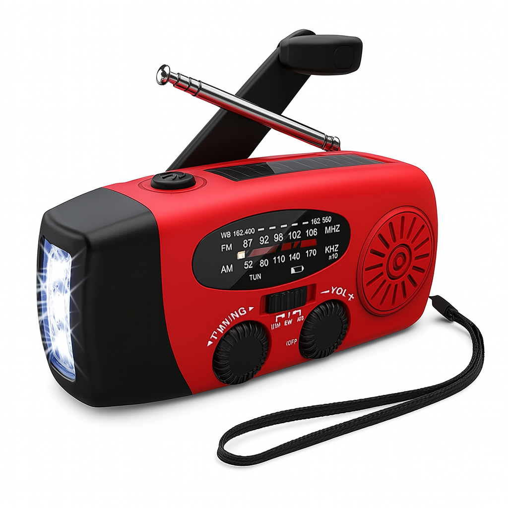 Emergency Radio with Hand Crank, AM/FM, Power Bank, Flashlight, USB-C Rechargeable, Outdoor Camping, Power Outages, Survival | Sansoti